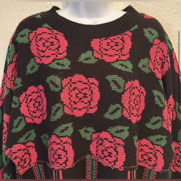 Vintage Marcella Tricot Checkered Rose Sweater - Picture 3 of 13
